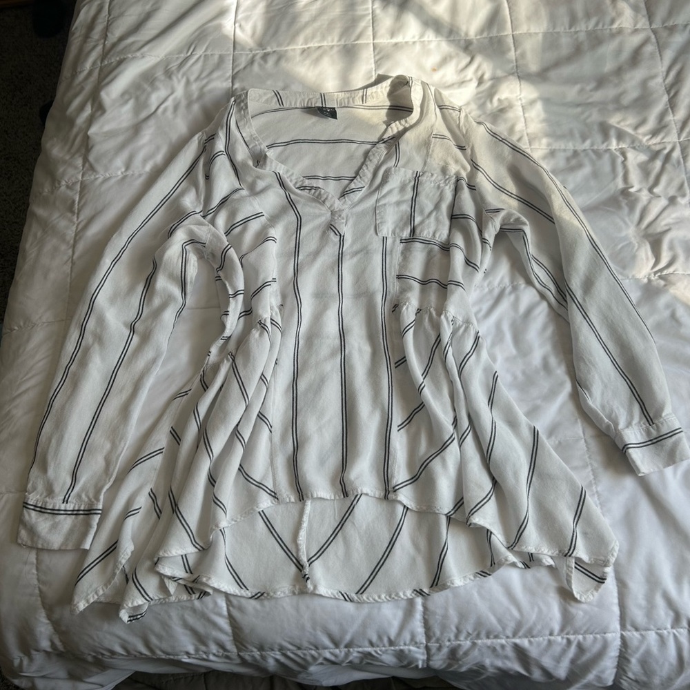 Striped White and Black Women's Top